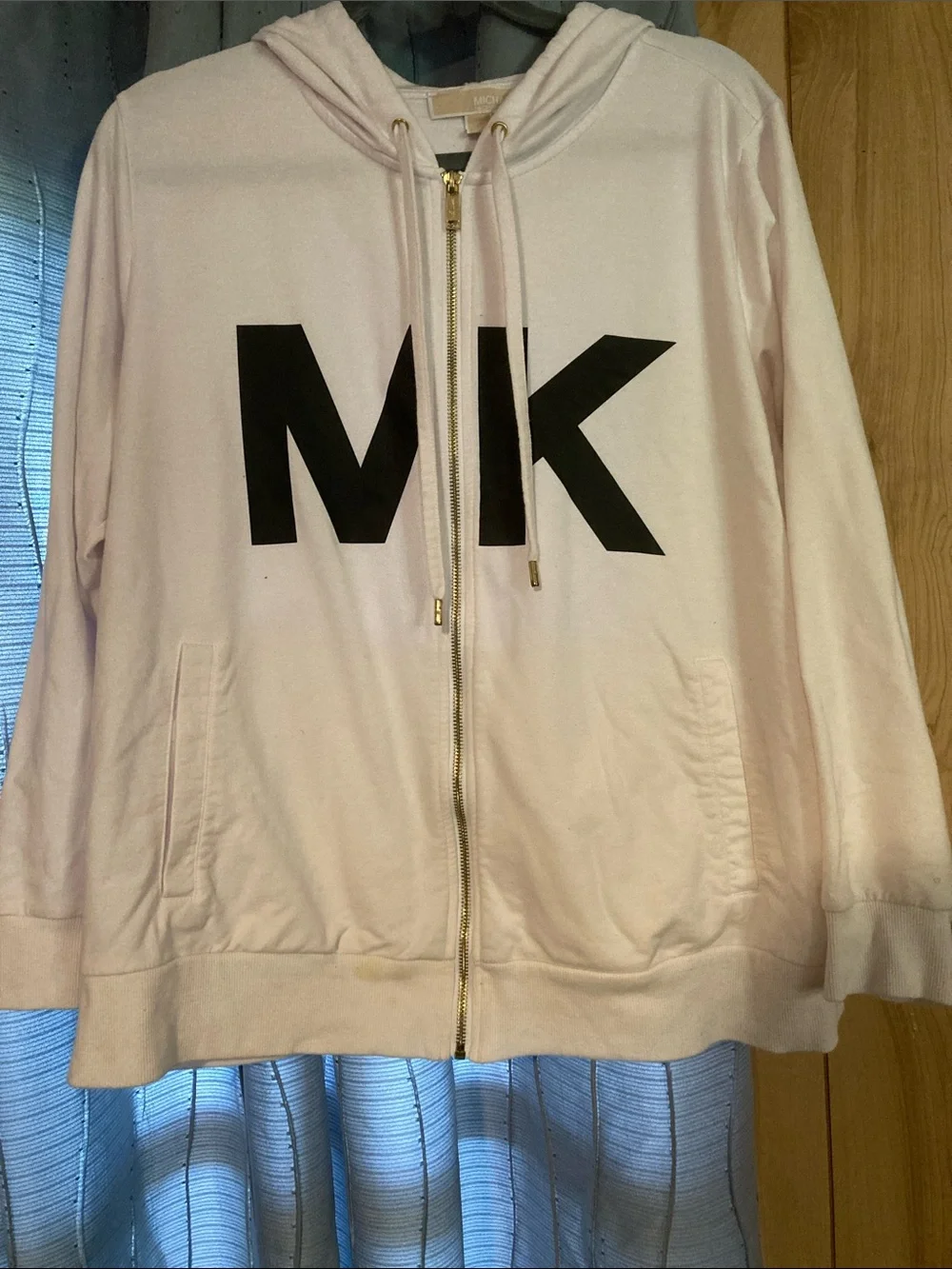 Michael Kors Light Pink Zip-Up Hoodie with Black MK Logo